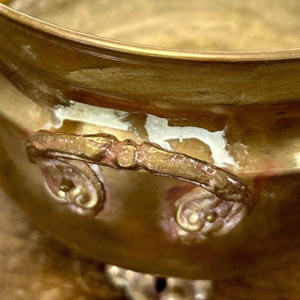 Vintage Small Footed Brass Planter | Jardinier Vase Boho Decor - Picture 6 of 8